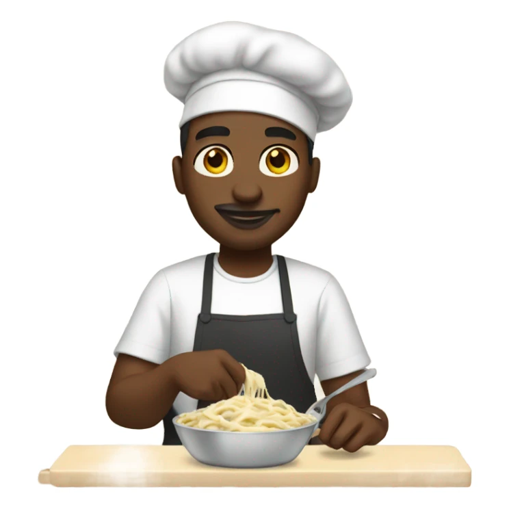 black man making chicken alfredo  sticker