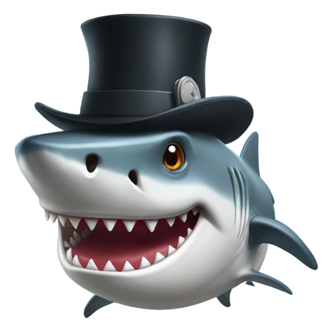 Shark with a top hat rambo sticker