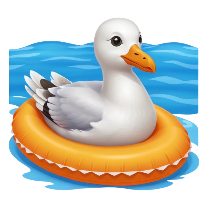seagull perched on a floatie sticker