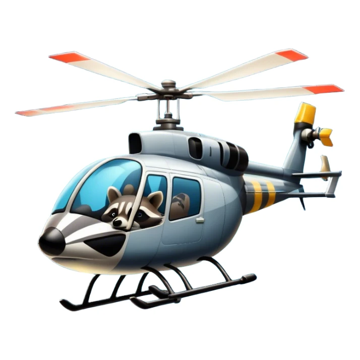 Racoon flying helicopter at night sticker