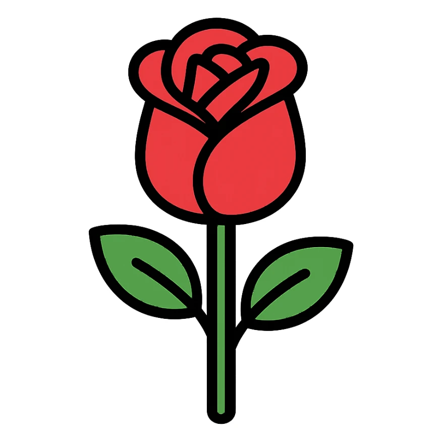 rose, elegant, clear outlines, subtle gradients sticker