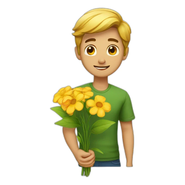 homem segurando flor sticker