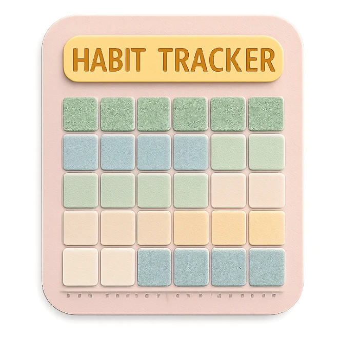 soft pastel gentle habit tracker grid with rounded corners and delicate dotted lines sticker