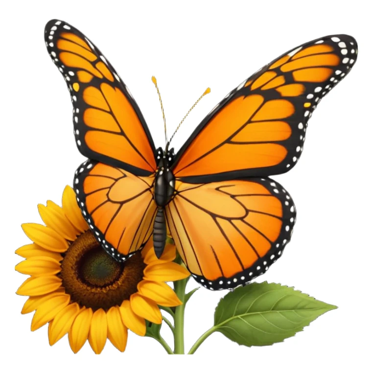 orange Butterfly on Sunflower side angle sticker