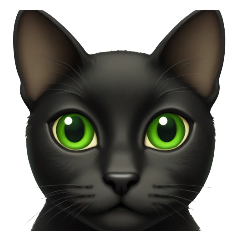 black cat with green upturned eyes  sticker