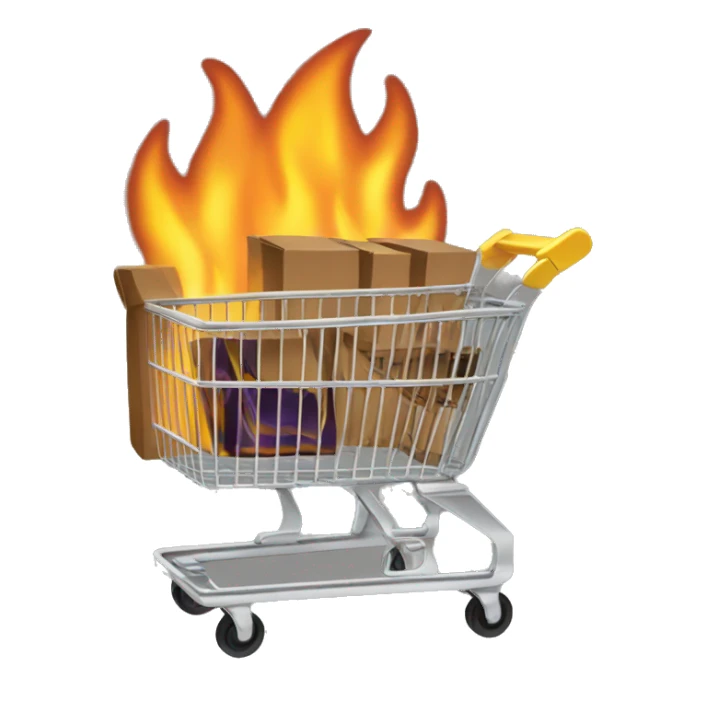 commerce cart and fire sticker