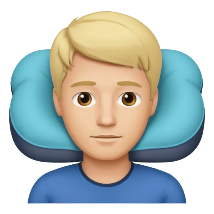 blonde man using travel pillow  sticker