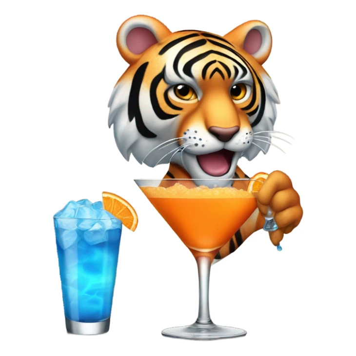 tiger drinking a blue martini sticker
