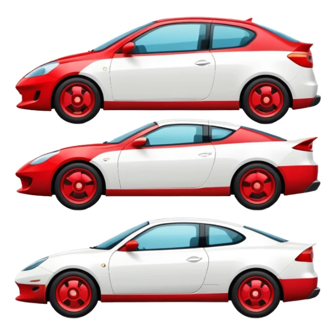 red and white car, side view sticker