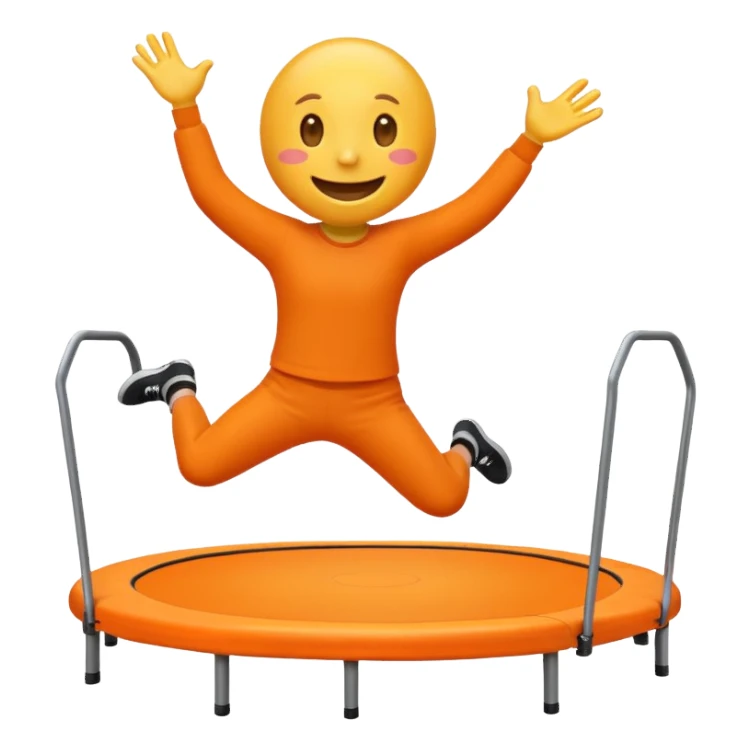 an emoji jumping on a orange trampoline sticker