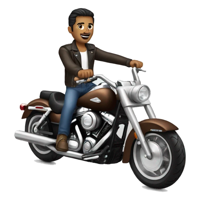 Brunette man riding a Harley sticker