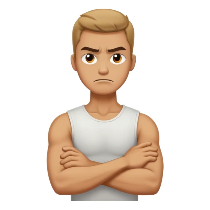 arms crossed holding neck angry guy  sticker