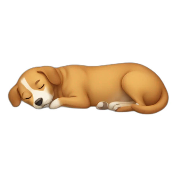 Dog sleeping like a human in a human bed sticker