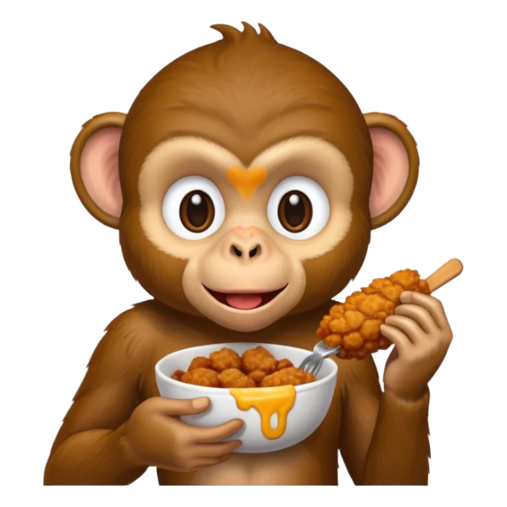 Fried chicken eating a black monkey sticker