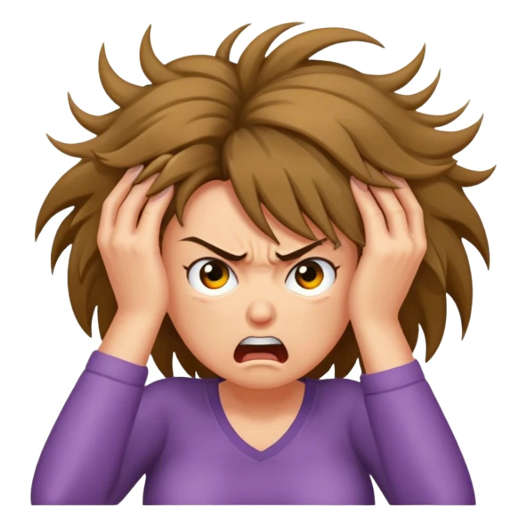 angry mom pulling her hair sticker