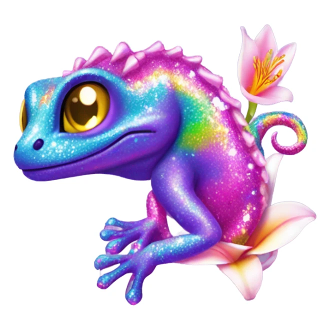 Lisa frank glitter gecko with a lily sticker