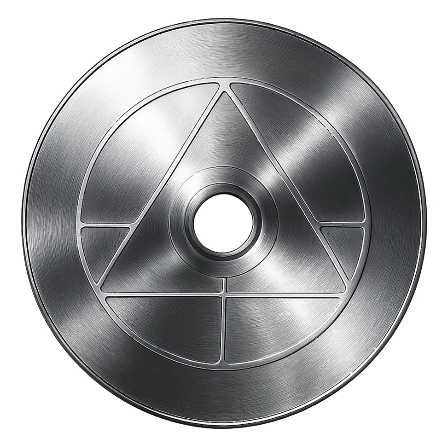 A minimalist CD disc with geometric pattern, glowing effect, violet color sticker