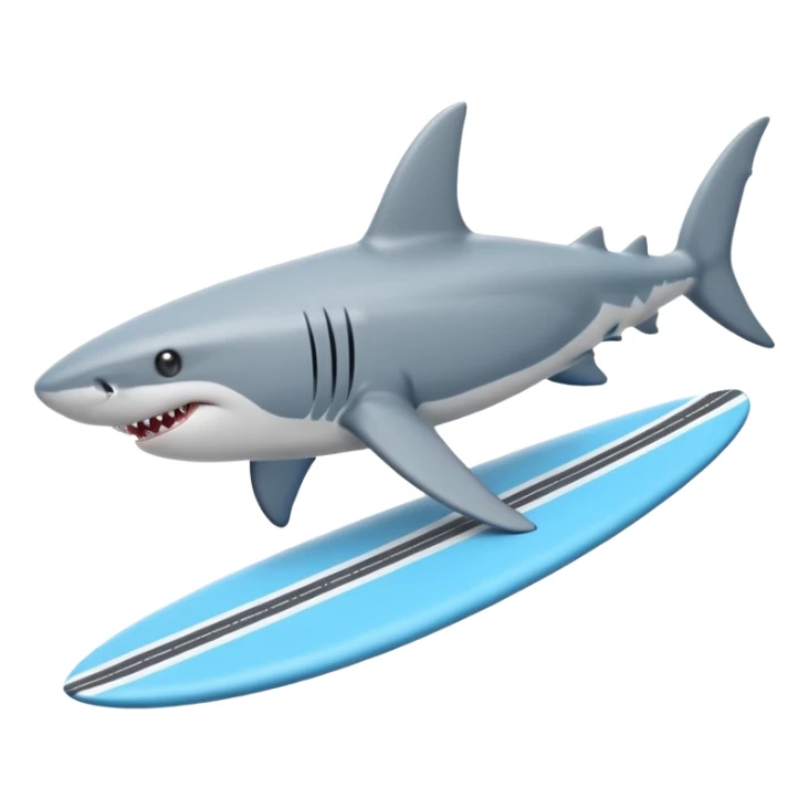 shark on a surfboard  sticker