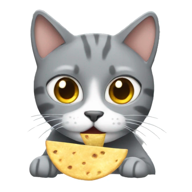 Gray cat eating tortilla chip  sticker