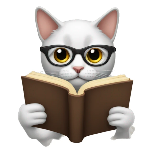 cat with googles reading a book sticker