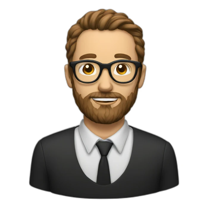 White Man whith Brown hear, rounded glasses, black Frey beard sticker