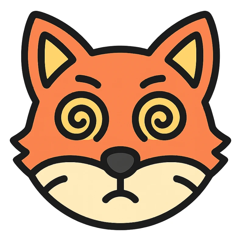 dizzy fox with spiral eyes, no background sticker