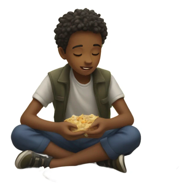 boy under the open sky eating birds sticker