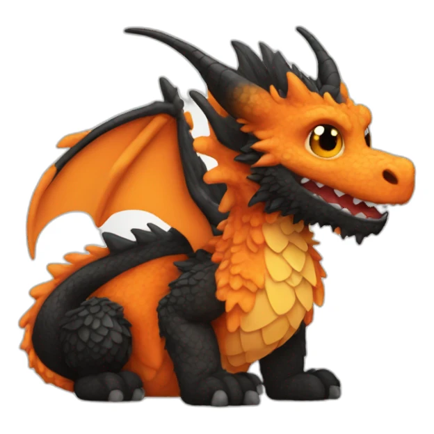 orange and black fluffy dragon sticker