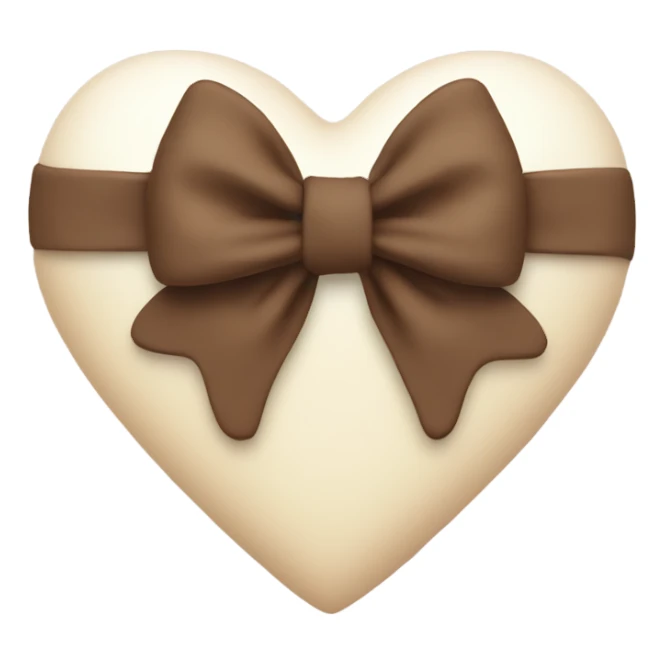 Cream heart with brown bow sticker