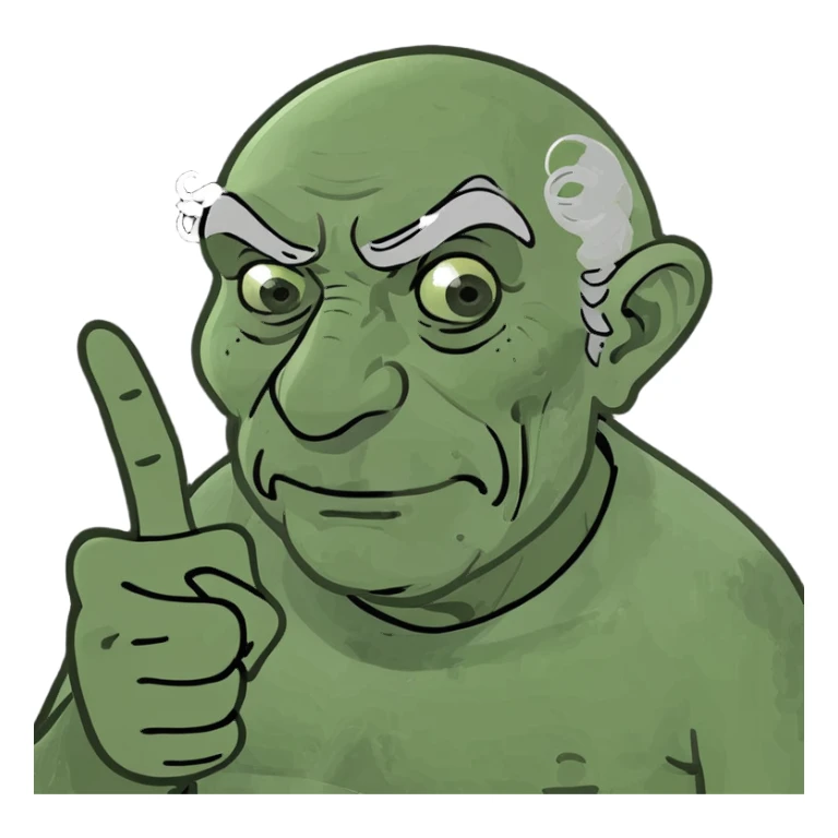 an old man giving the middle finger sticker