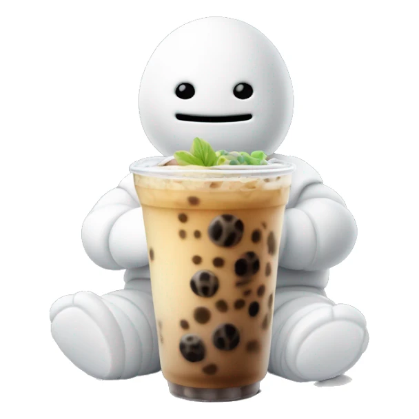 michelin man with boba tea sticker