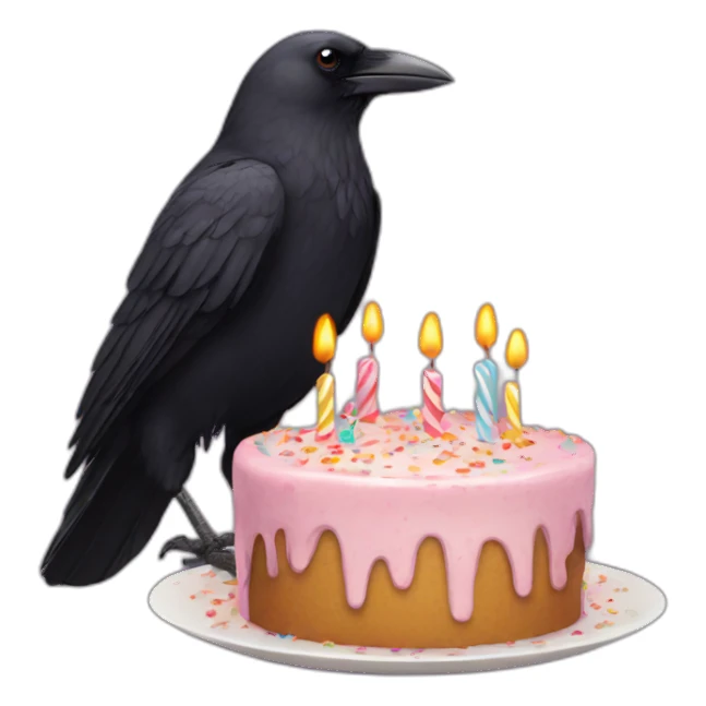Crow with a Birthday cake sticker