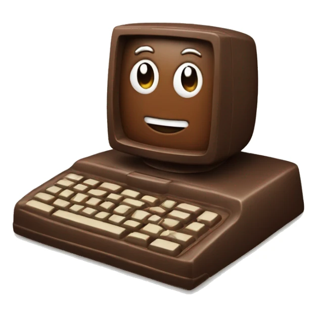 An old cute computer made of chocolate  sticker