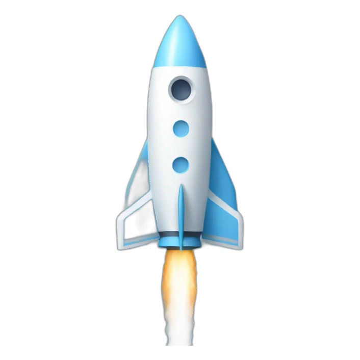 Rocket painted in light blue and white sticker