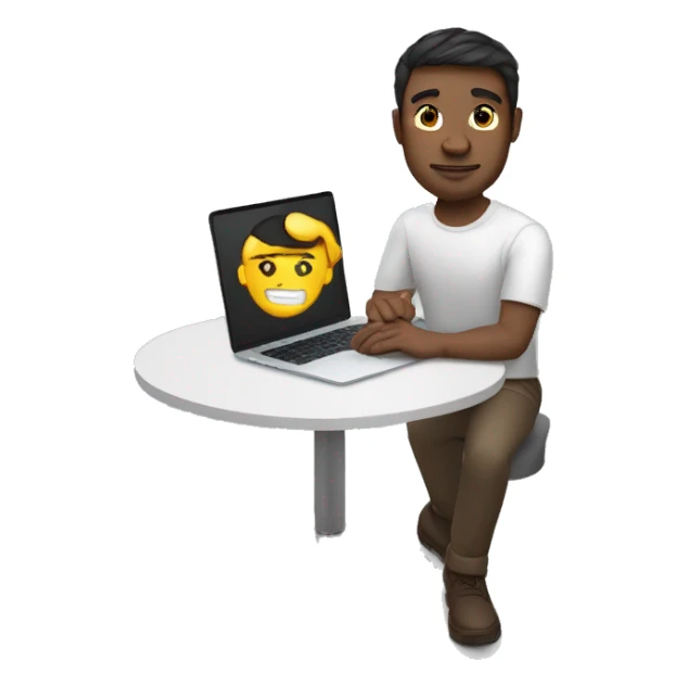 pale brunette male software engineer using Macbook, LED watch on wrist sticker