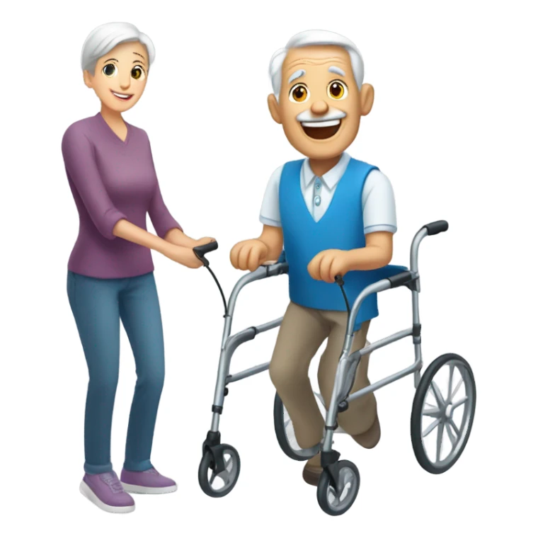 Old man with birthday handicap walker sticker