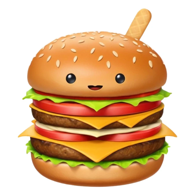 A living burger doing 67 gestures sticker