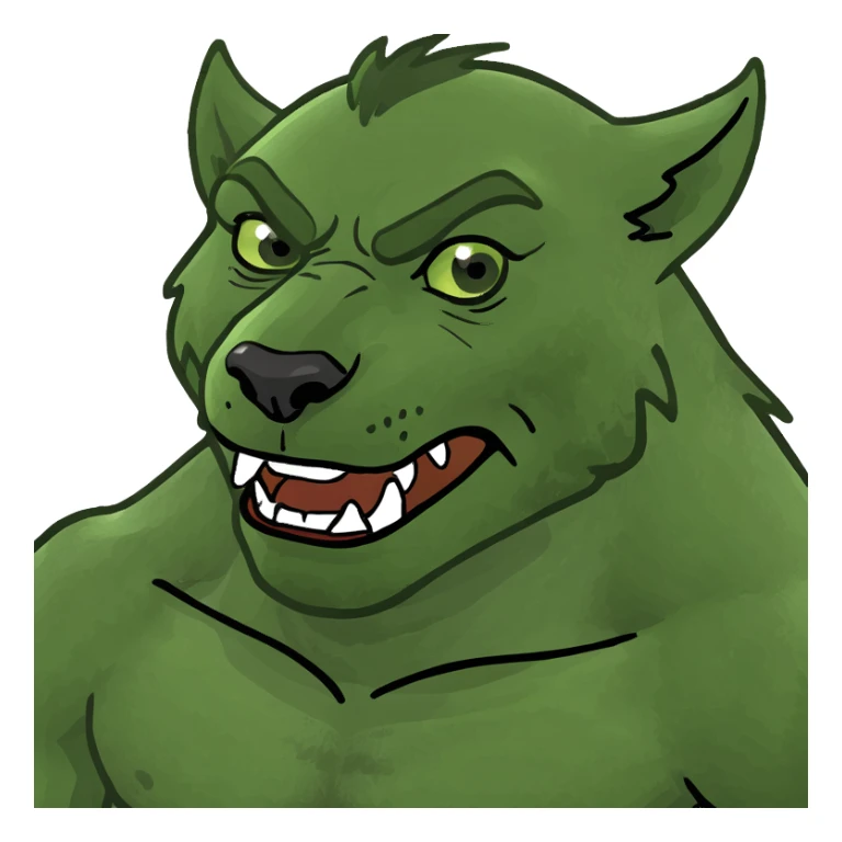 A werewolf in clothes Sunbathes on beach sticker