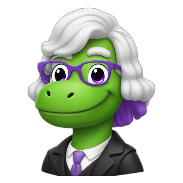barney the dinosaur wearing a judge wig sticker