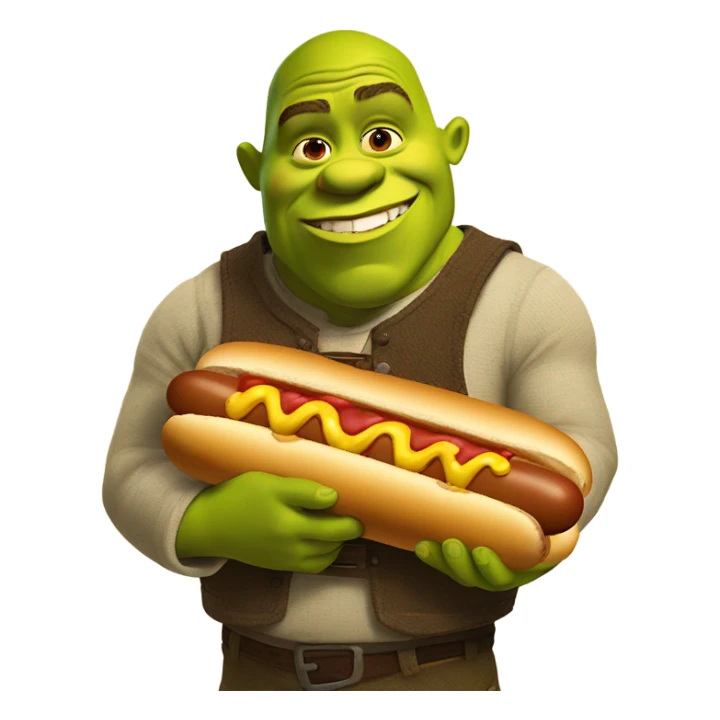 Shrek eating big hot dog sticker