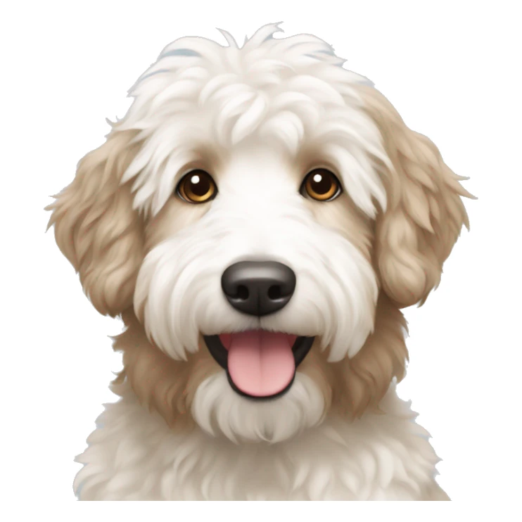 White and beige aussiedoodle sticker