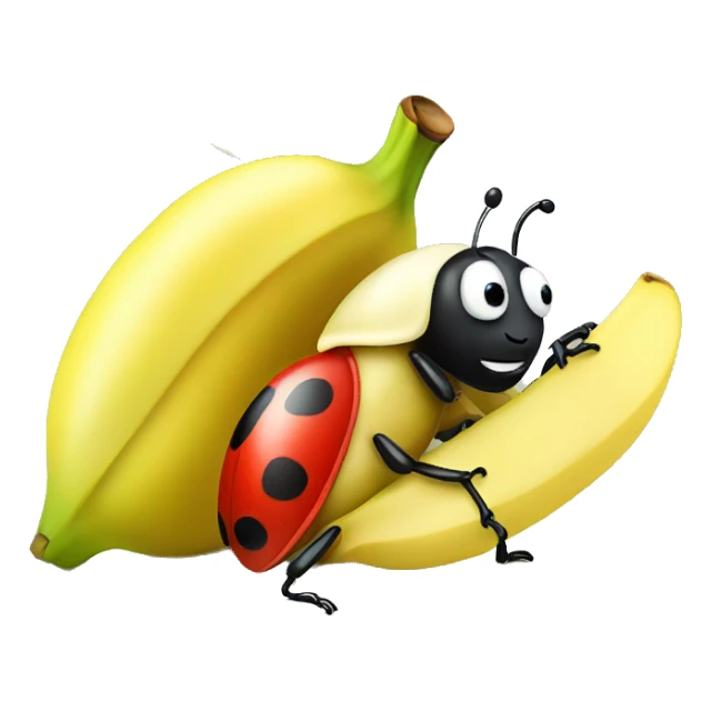 ladybug eating banana sticker