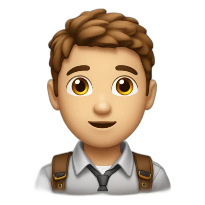 garçon-brun-yeux marrons - sticker