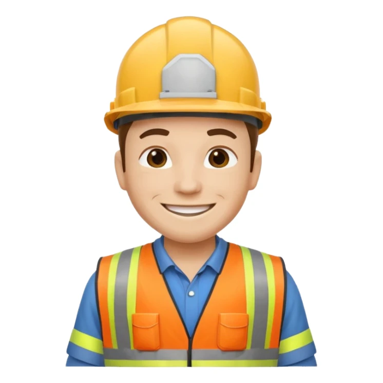 construction worker emoji, hard hat, safety vest sticker