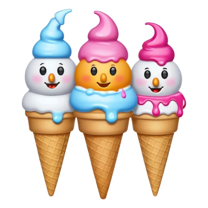 snowmen with ice cream sticker