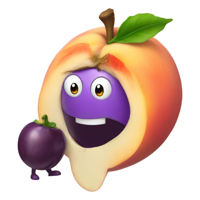 Peach eating an eggplant  sticker
