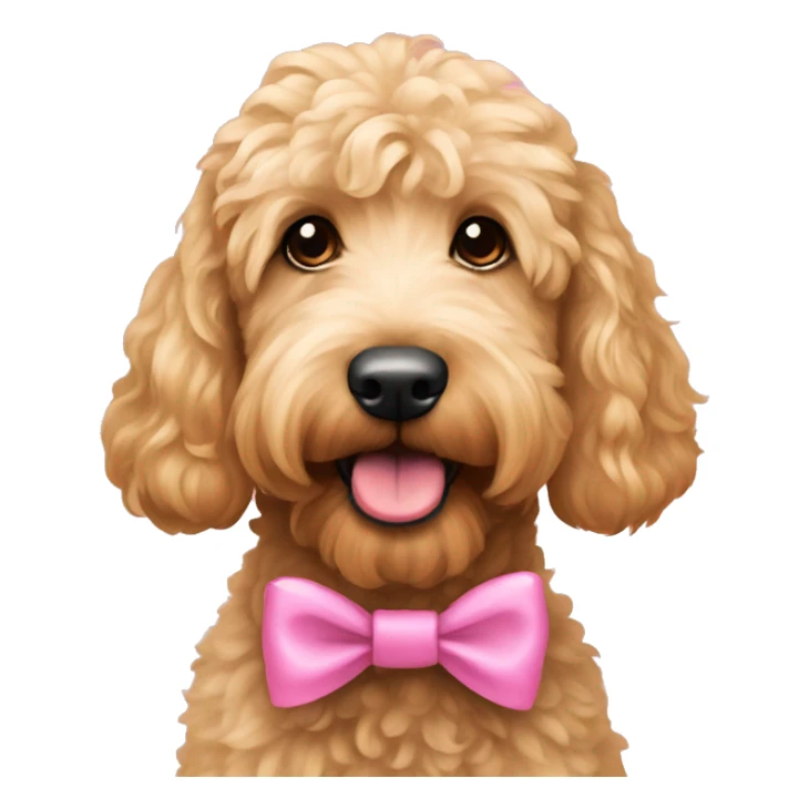 Goldendoodle with pink bows sticker