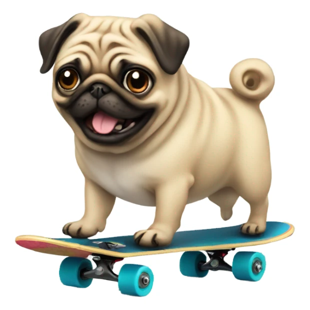 Pug on a skateboard  sticker