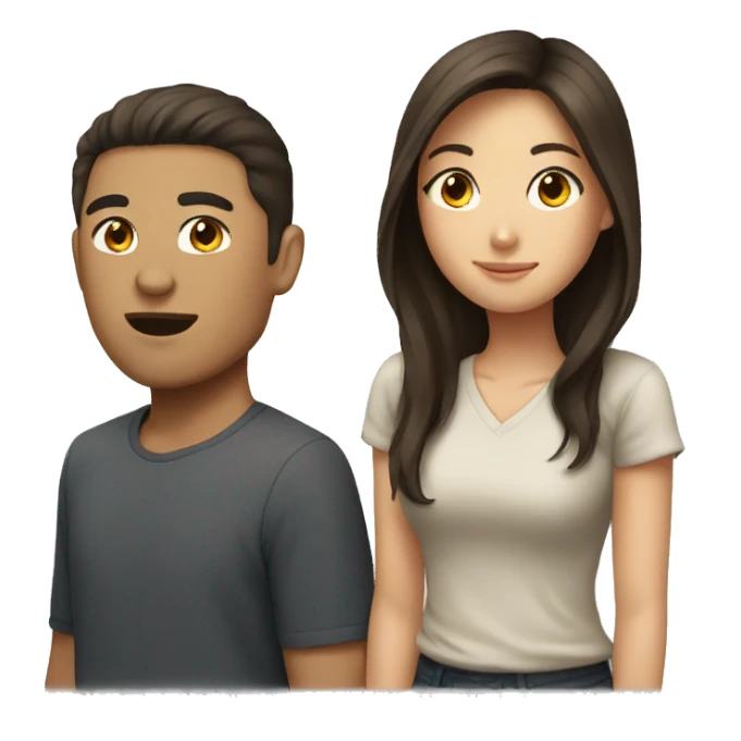 asian girl with brown haired guy sticker