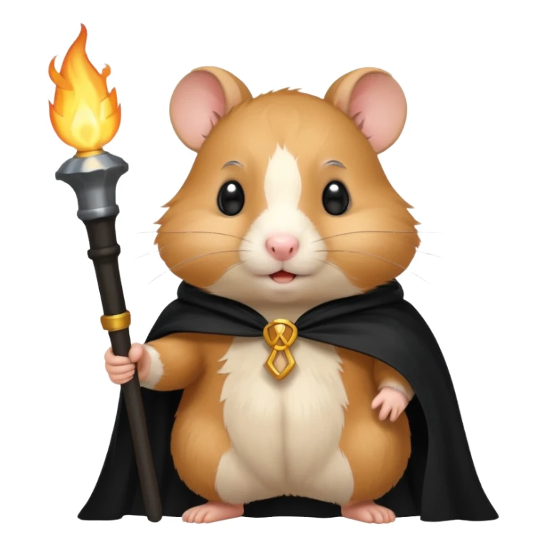 hasmter holding torch with black cape sticker